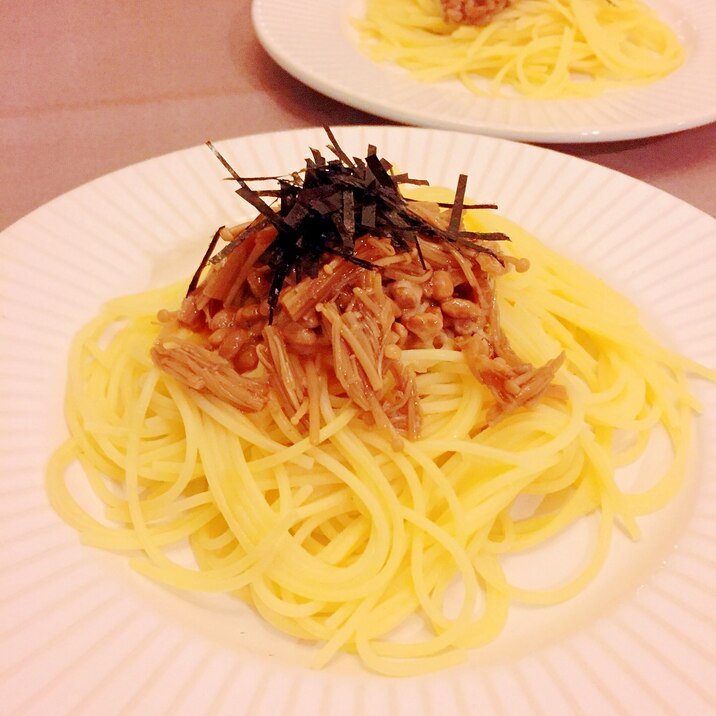 簡単！納豆&なめ茸で☆和風パスタ